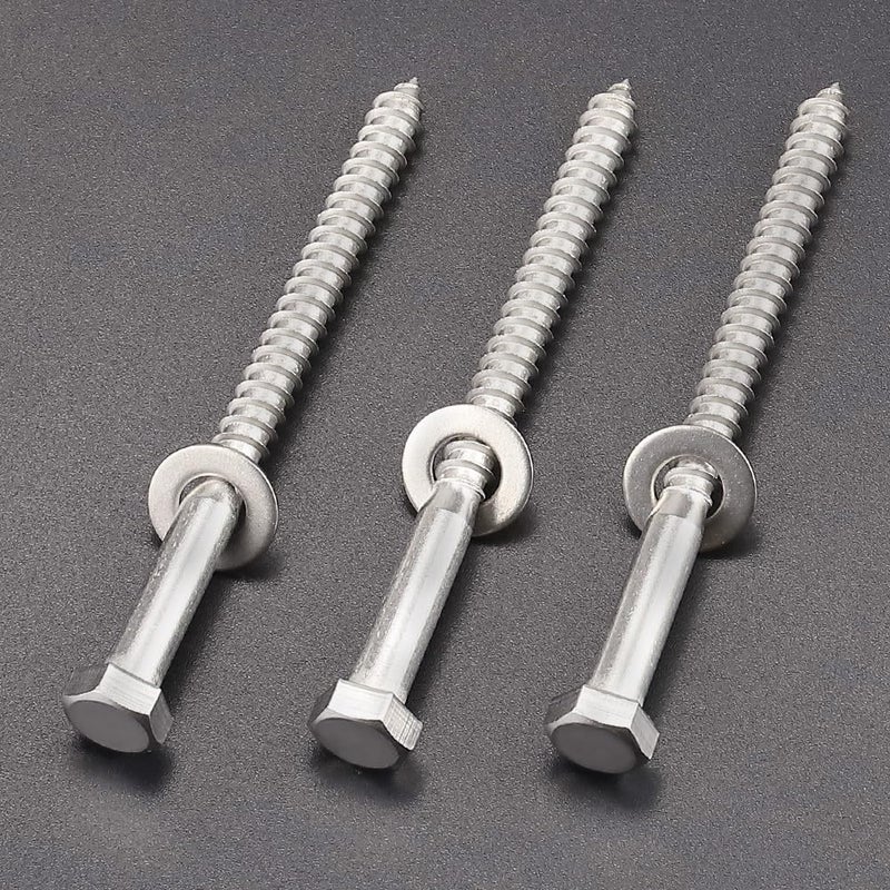 RoyceMart 8-Sets 5/16 x 5 Hex Head Lag Screws & Flat Washers, Heavy Duty Lag Wood Screws, 304 Stainless Steel (18-8), 5/16" Bolt - Image 3